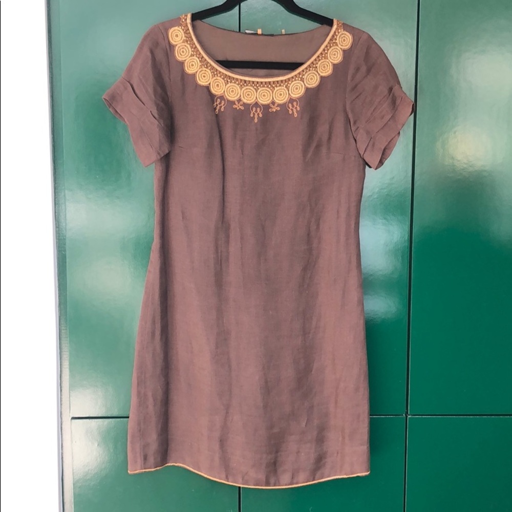 Elie Tahari linen dress with chain detail